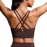 CRZ YOGA Naked Feeling Strappy Longline Sports Bras for Women - Medium Impact Criss Cross Yoga Padded Workout Crop Top