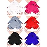 SATINIOR 6 Pairs Winter Convertible Fingerless Gloves for Women Men Warm Knitted Mittens Flap Cover Touch Screen Texting