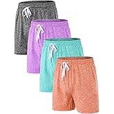 Celfaeree 4 Packs Girls Athletic Shorts with Pocket Active Shorts for Teen Girls,Dry-Fit Girl Running Short for Sports