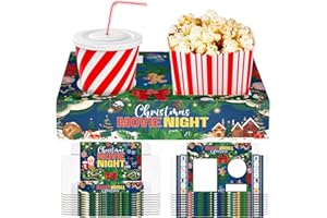 Dunzoom 20 Pcs Christmas Movie Night Supplies Movie Night Paper Snack Trays Popcorn Candy Holder Theater Snack Boxes Cardboard Holder Food Trays for Party