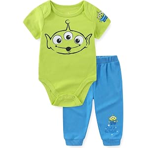 Disney Toy Story Green Aliens Baby Boys Bodysuit and Pants Set for Infants