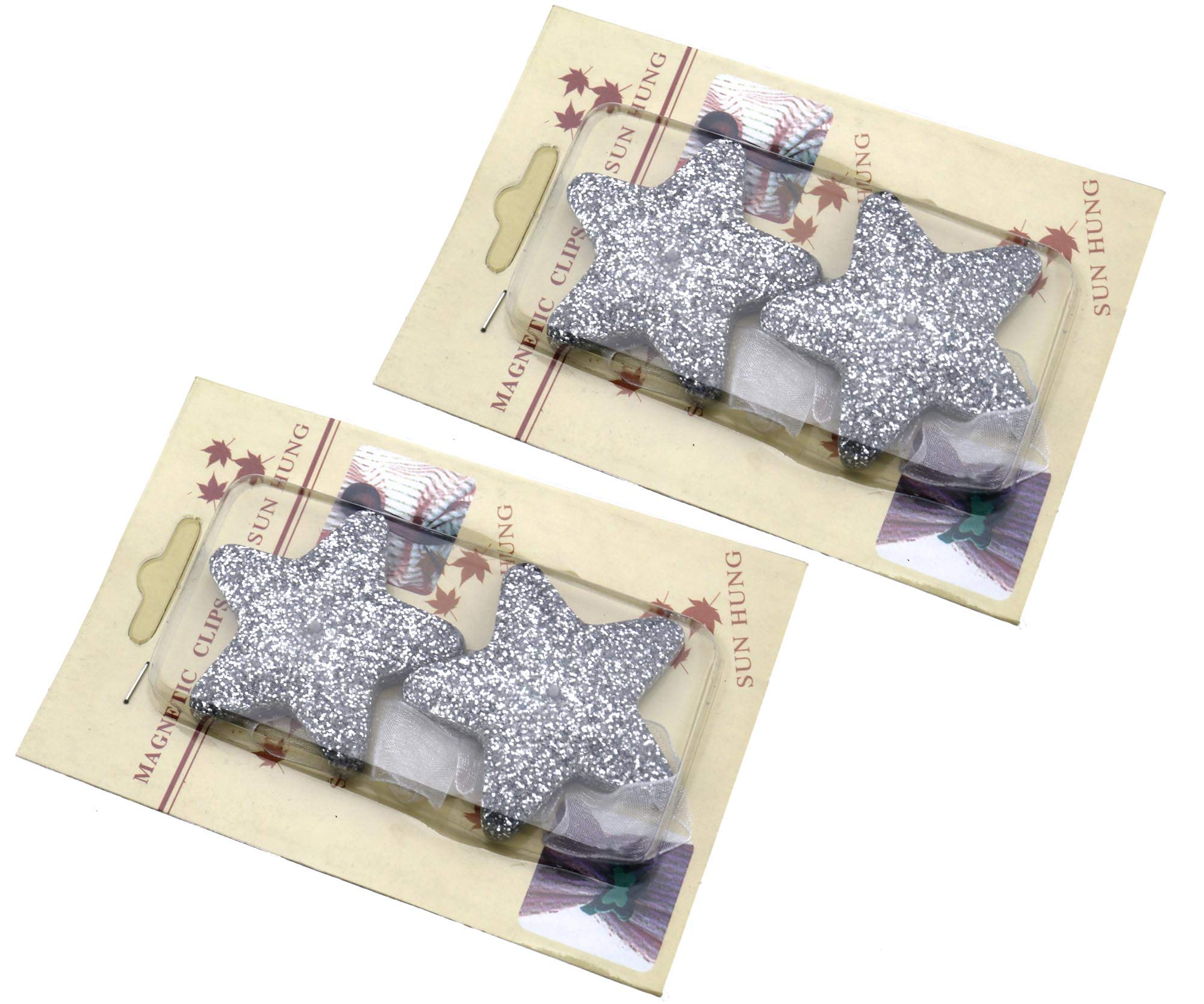 The Lord of the Tools 2Pcs Magnetic Star Curtain Tiebacks, Crystal Rhinestone Star Ribbon Tiebacks Clip Curtain Holder Holdbacks