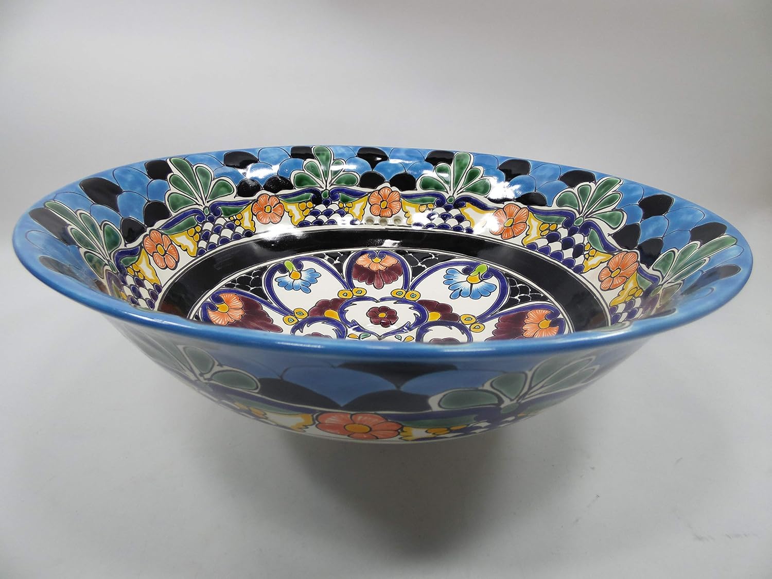 15 ¾" ROUND TALAVERA SINK drop in, mexican bathroom sink