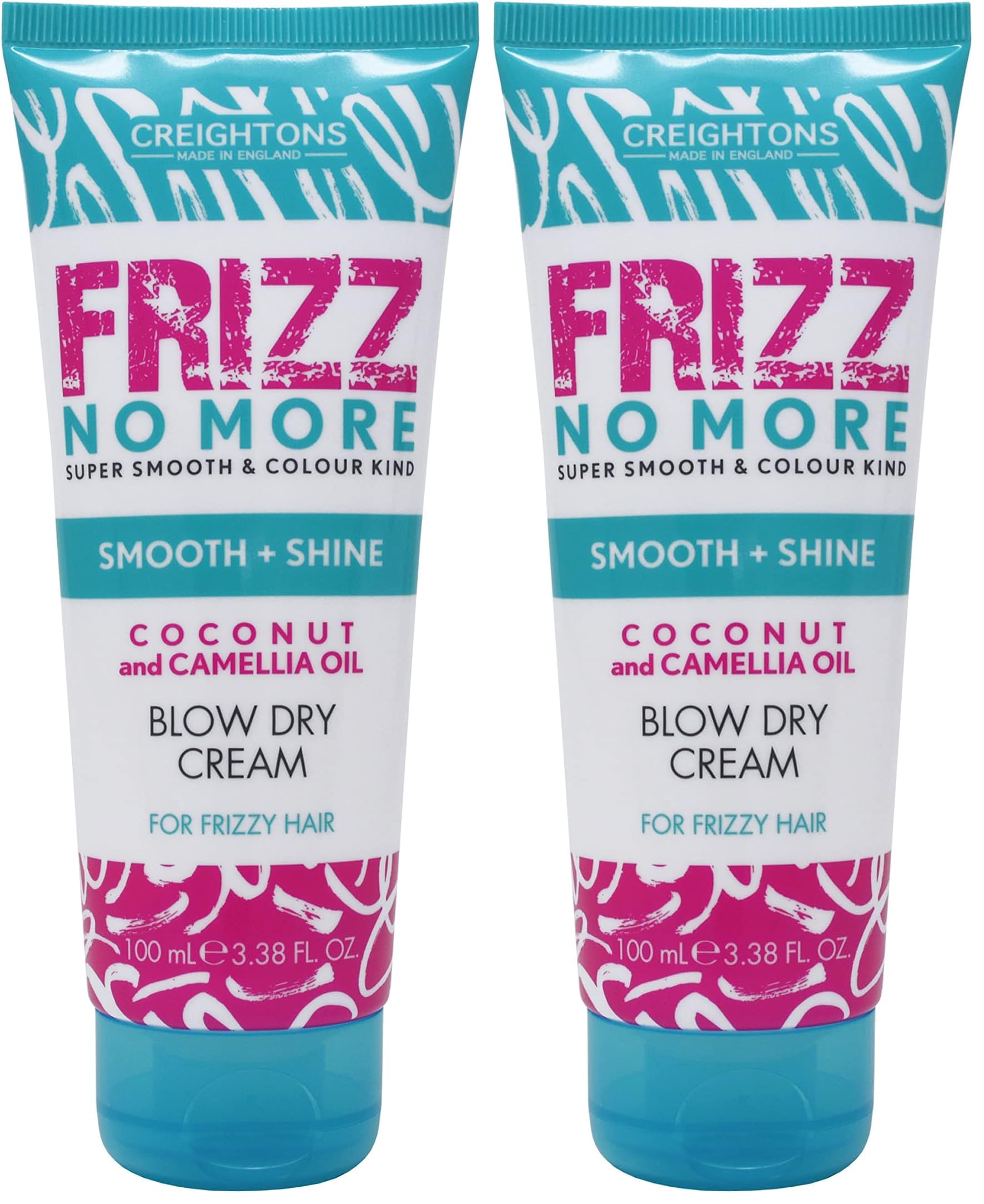 Creightons Frizz No More Smooth & Shine Blow Dry Cream (100ml) - Conditioning Formula which Reduces Frizz Leaving Hair Silky Soft & Smooth & Adds Glossy Shine. Colour Kind Formula, Clear White