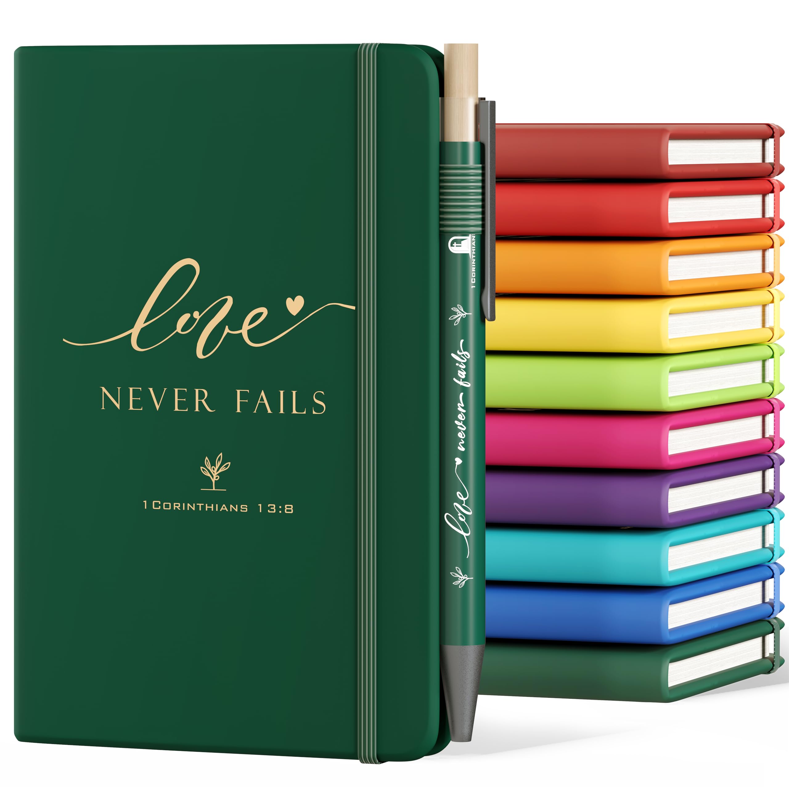 Photo 1 of 10 Sets Christian Bible Notebook Prayer Journal Bulk A6 Pocket Notebook with Pens for Women Men Family Teacher Sunday Church Christmas Bulk Gifts Box