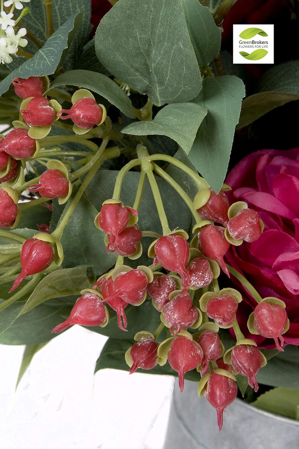 Berries Greenery Premium Quality Artificial Dark Pink Bouquet 10pc Floral Arrangement With Peonies Elderflower Artificial Mixed Floral Arrangements Home Kitchen Creativetunisia Tn