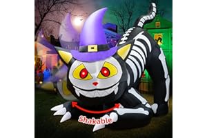 BRDJade 8.5 FT Tall Halloween Inflatables Black Cat Outdoor Decorations, Witch Cat Inflatable Halloween Decorations with Moving Head Blow Up Yard Decorations Built-in LEDs for Party Garden Lawn Decor