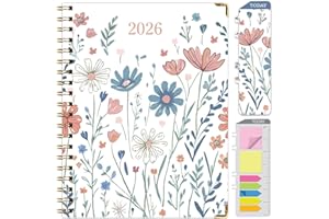 GLOBAL PRINTED PRODUCTS HARDCOVER 2026 Planner, 8.5"x11": 14 Months (November 2025 - December 2026), Daily Weekly Monthly Planner, Yearly Agenda, Bookmark, Pocket Folder and Sticky Note Set (Colorful Botanicals)