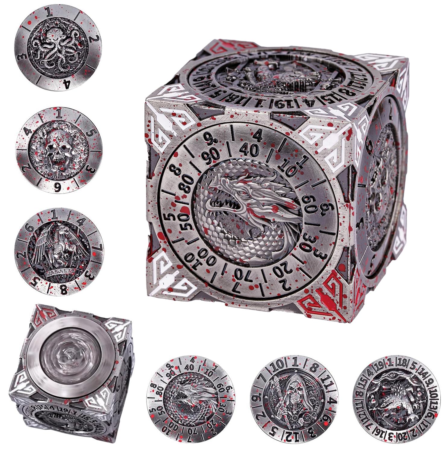 cusdie 7-in-1 Spinner Dice Set – Unique Metal D&D Dice Set with Gift Box for Role Play Game Gifts — image 1
