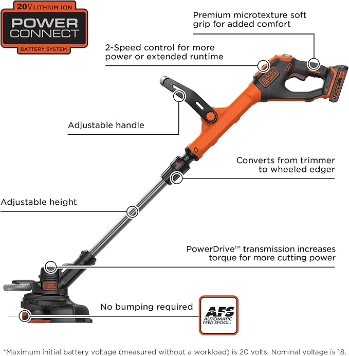 black and decker electric weed eater battery