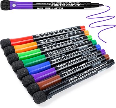 ANYUKE Whiteboard Pens 8 Colours Magnetic Erasable Dry Wipe Fine Tip