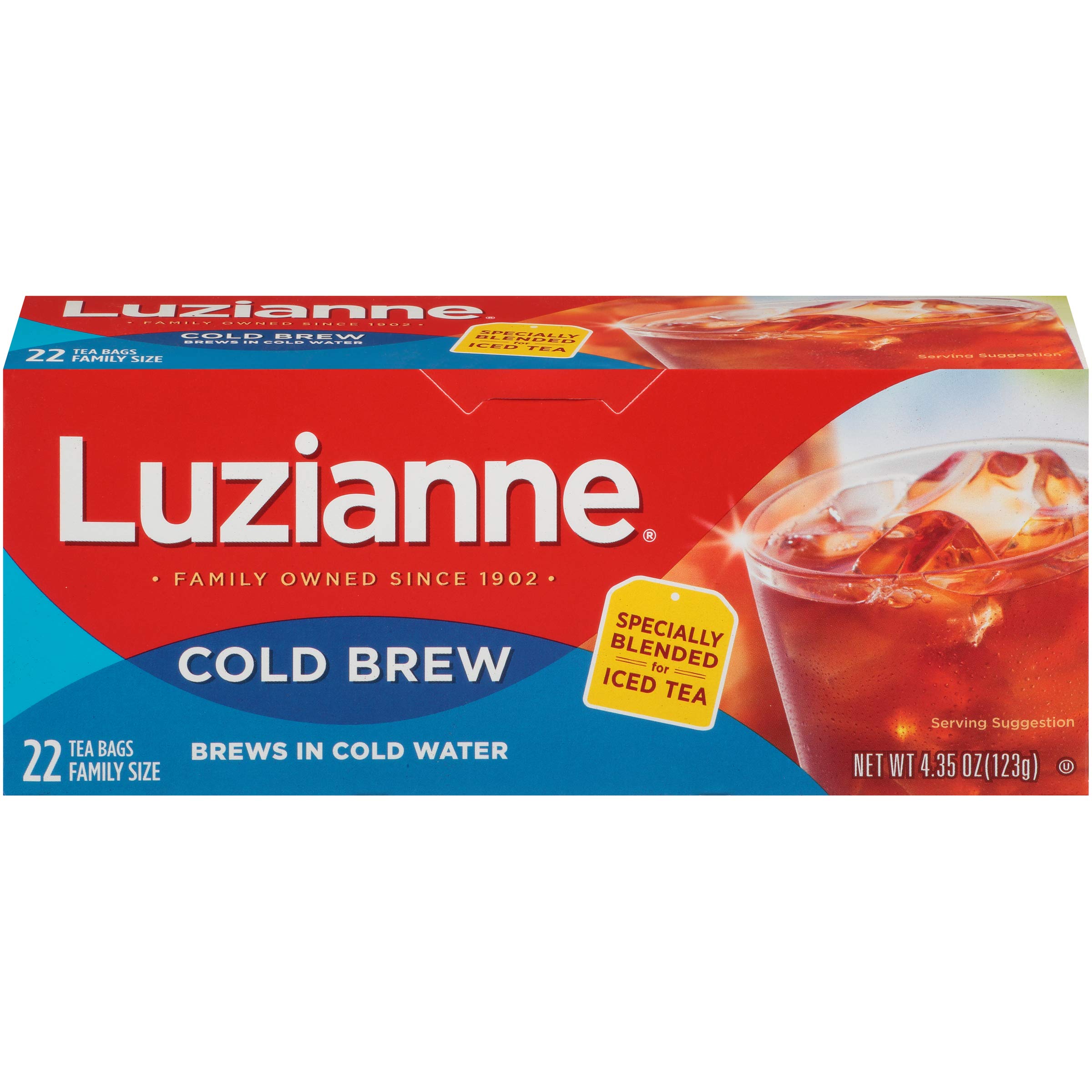 Luzianne Cold Brew Iced Tea 22 Family Size Tea Bags 123g