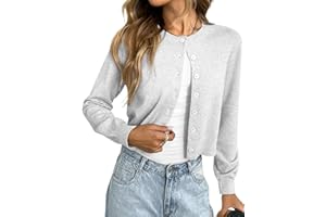 ELLEVEN Women's Cropped Cardigan Sweaters, Light Weight Knit Sweater Cute Short Button up Cardigans Trendy Fashion Clothing