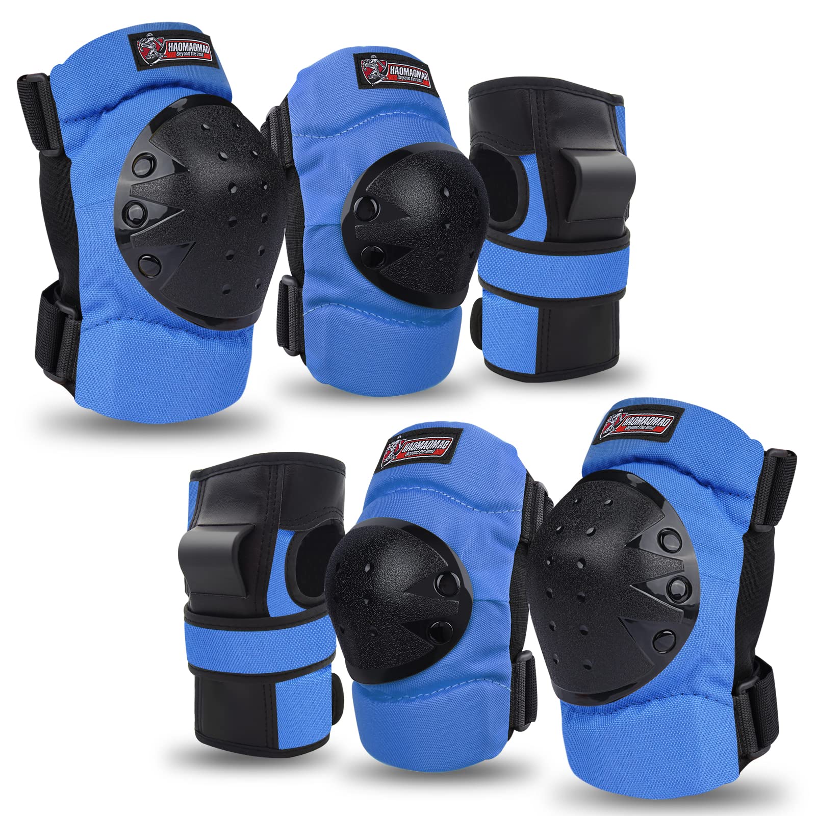 Adult & Kids Knee Pads, Elbow Pads, Wrist Guards Protective Gear Set for Skateboarding, Inline Skating, Roller Skating, Scooter, BMX Biking, Cycling & Outdoor Extreme Multi-Sports