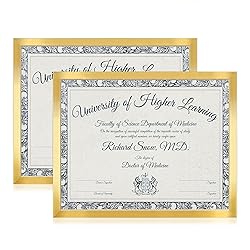 Annecy 8.5x11 Picture Frame Gold（2 Pack）, 8.5 x