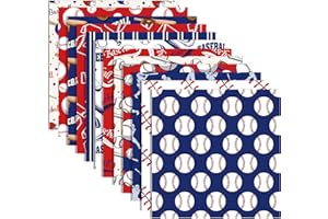 BHNACIER 24 Sheet Baseball Pattern Paper Baseball Scrapbook Paper Pad 12 Inches Sport Themed Pattern Papers Red Blue Double Sided Decorative Craft Papers for Card Making Journal Background Photo Album Decor