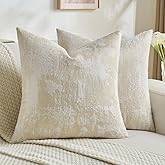 FUTEI Yellow White Decorative Throw Pillow Covers 18x18 Inch Set of 2,Jacquard Weave Cushion Case in Soft Faux Cashmere,Modern Home Decor for Couch Living Room
