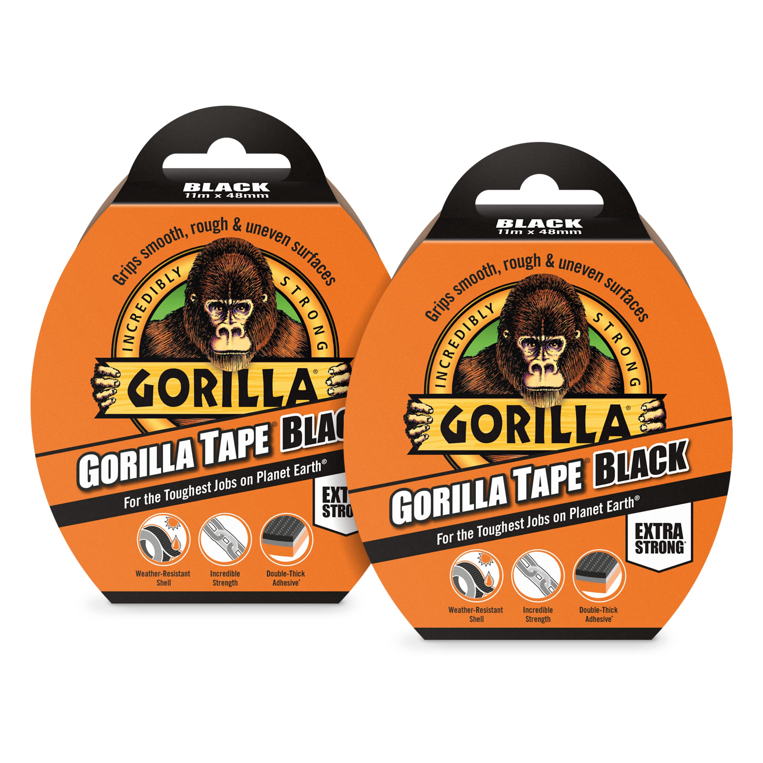 Gorilla Tape Black 32m (2 Pack)