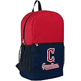 FOCO MLB Officially Licensed Baseball Team Color Primary Logo 2 Tone Big Logo Color Block School Bag Travel Backpack - Cleveland Guardians