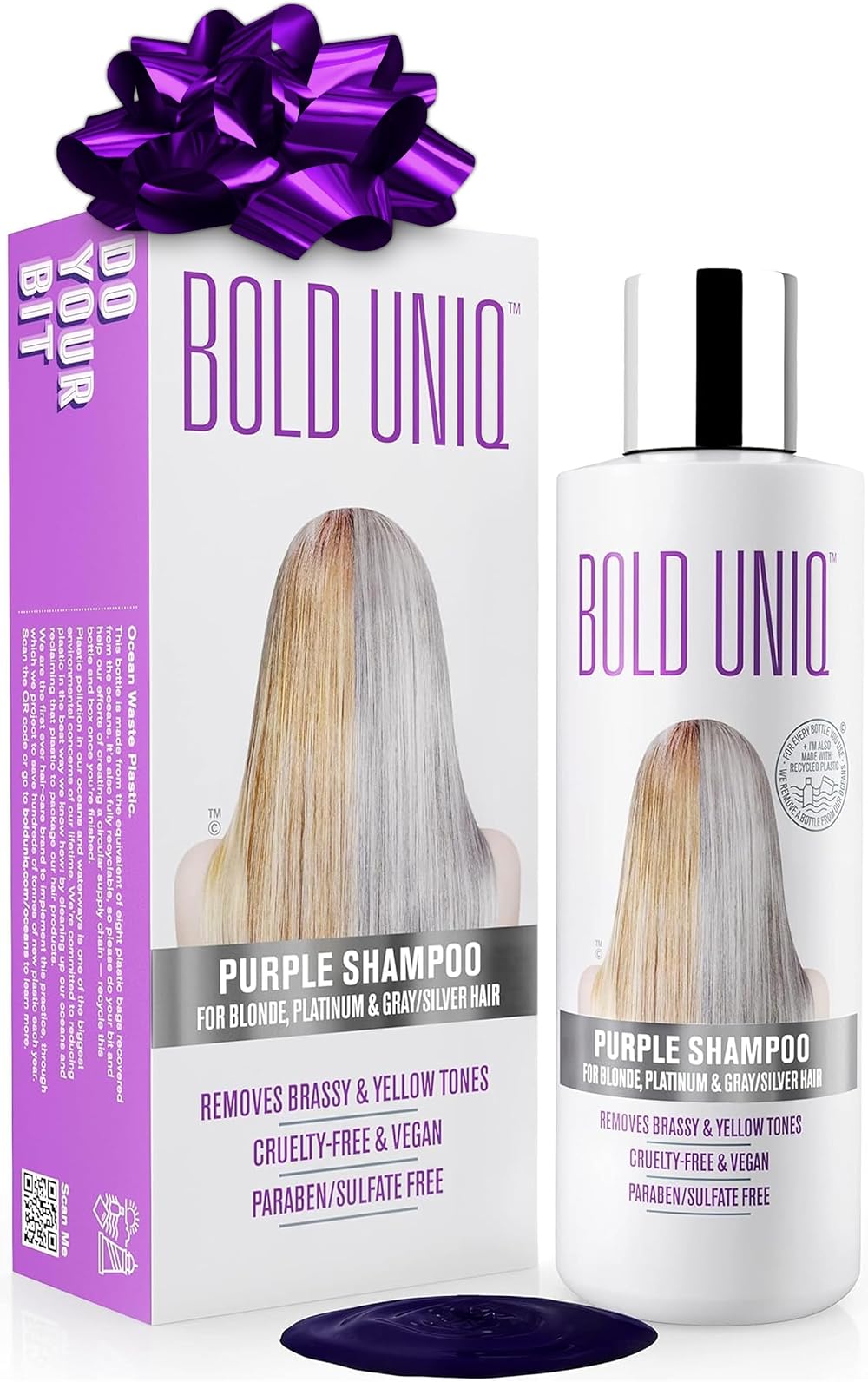 Bold Uniq Purple Shampoo for Blonde Hair 237 ml Toner Vegan Free