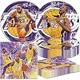 40Pcs Los Angeles Party Supplies include 20 plates, 20 napkins for The Laker party decoration