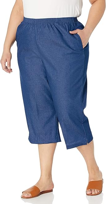 elastic waist denim capris