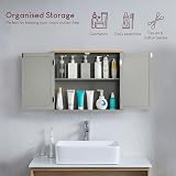 Bath Vida Priano 2 Door Mirrored Wall Cabinet Grey Oak Bathroom Storage view 3