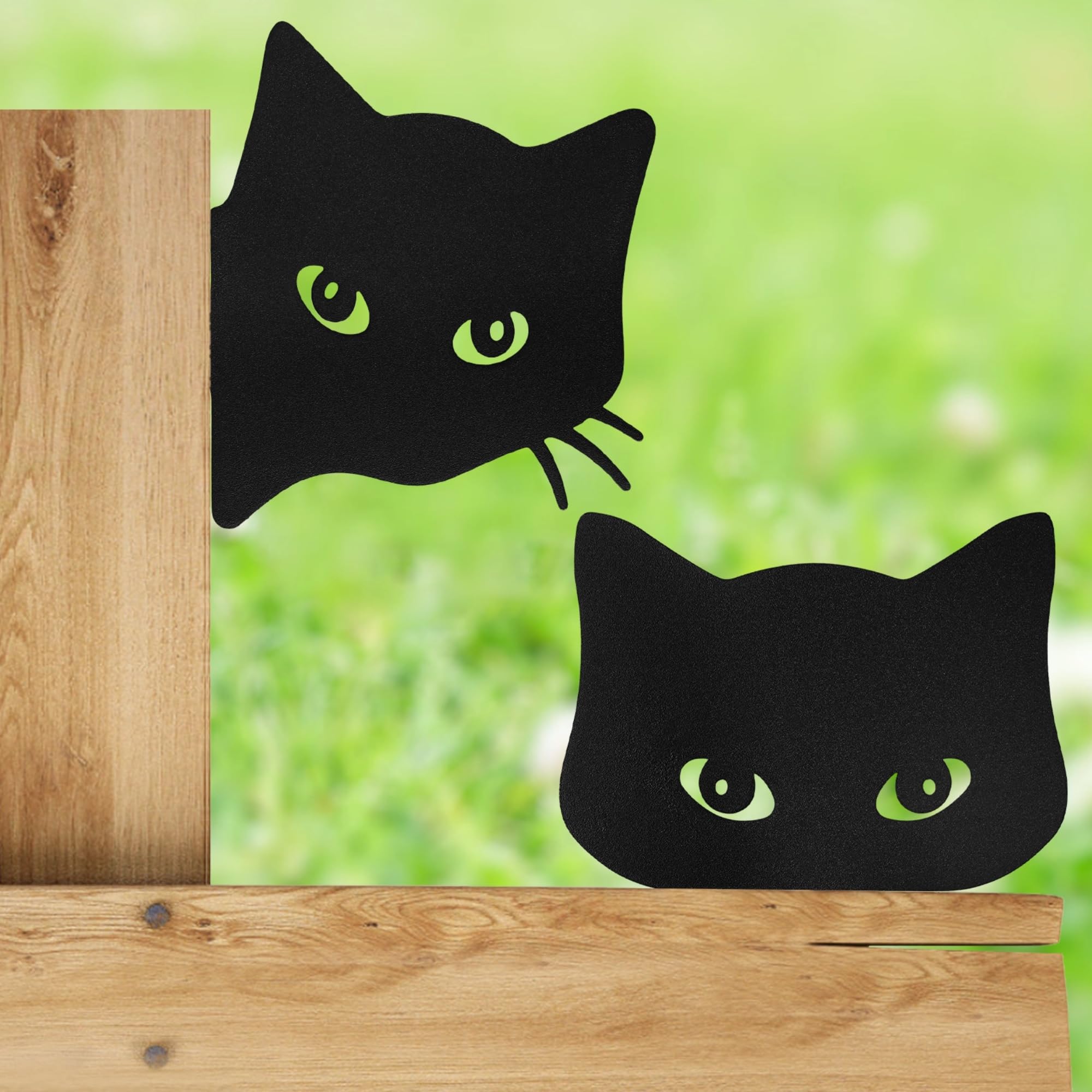 Lnrueg 2 Pcs Black Cat Statues, Adorable Peeping Cat Sculptures for Farmhouse Decor, Anti-Rust Coated Garden Yard Art Decor Cat Statures Gifts for Cat Lovers, L7SBS842WSDSTGL511552