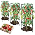 MQHUAYU 3 Pack Tomato Cages,Square Tomato Plant Stakes Support Cages Trellis for Garden Climbing Vegetables Flowers Fruits,Extra Bold