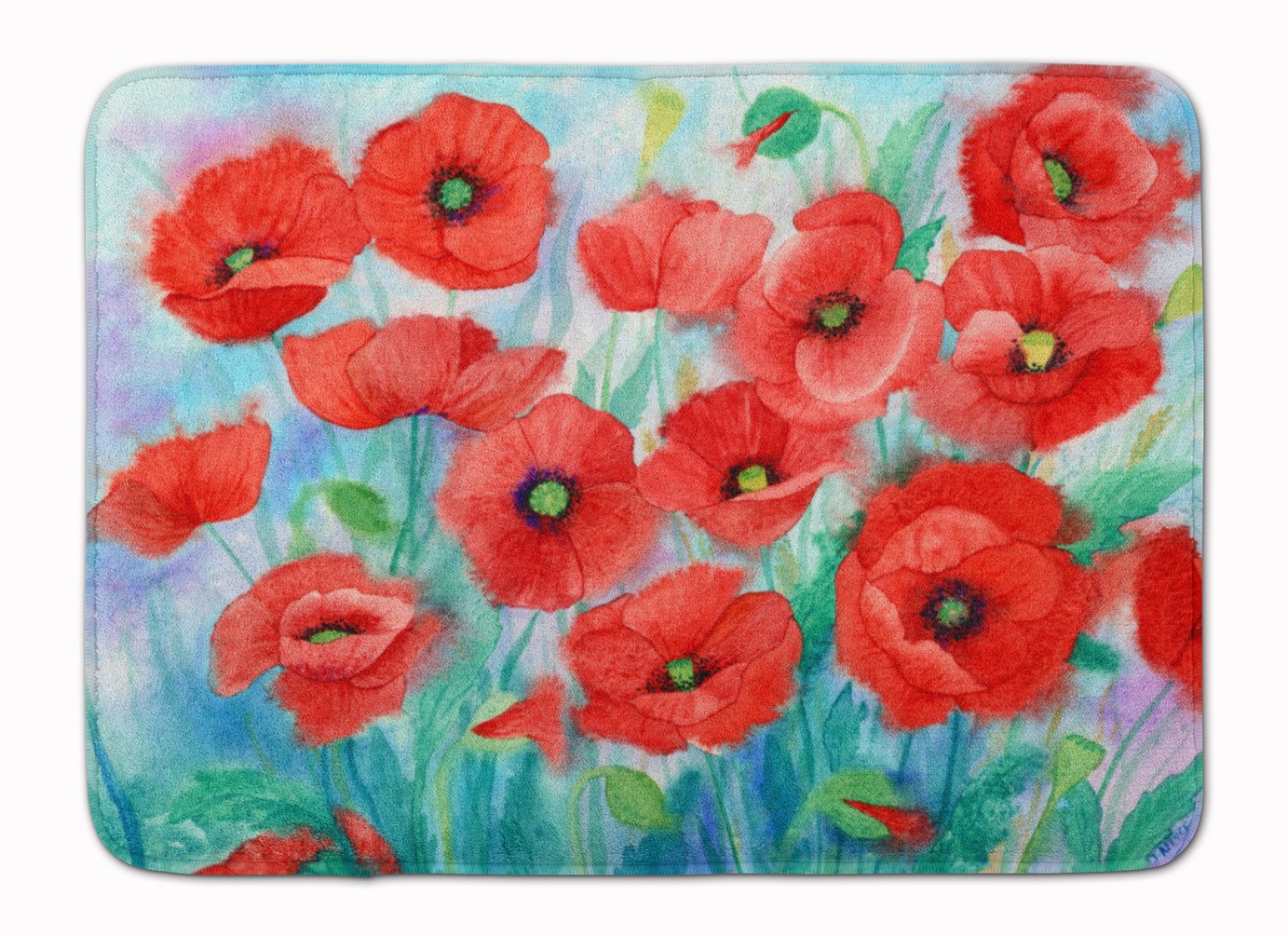 Caroline's Treasures Poppies Floor Mat, Fabric, Multicolored, 19 x 27