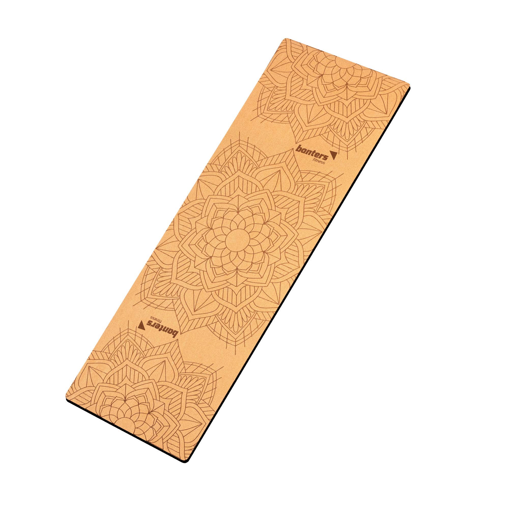 banters Cork Yoga Mat, Eco-Friendly Cork + Natural Rubber, Non-Slip Print, with Carrying Strap