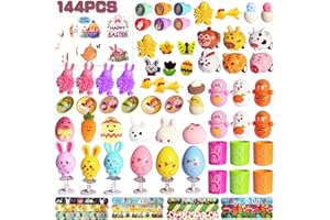 Misurel 144 Pcs Easter Egg Fillers for Kids, Easter Basket Stuffers for Toddler, Easter Gifts for Girls Boys Bunny Toys Party Favor Small Toys for Easter Eggs