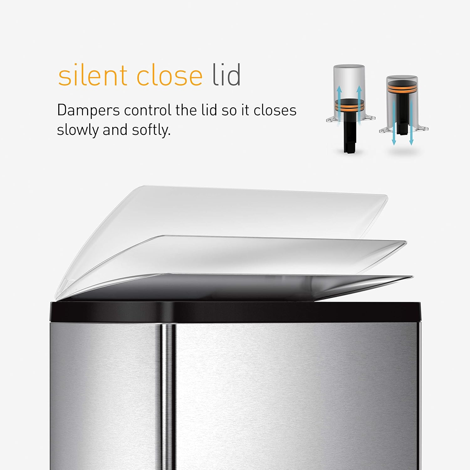 simplehuman 46 Liter / 12.2 Gallon Rectangular Dual Compartment Recycling Kitchen Step Trash Can, Brushed Stainless Steel: Home & Kitchen