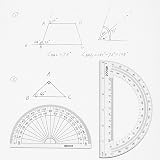 EBOOT Plastic Protractor 4 and 6 Inch Clear 180 Degrees 2 Pieces view 7