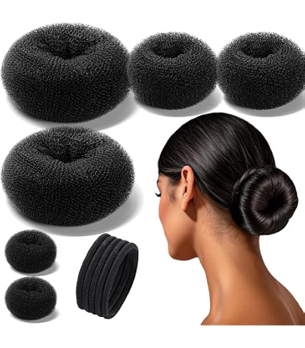 Satin Hair Bun Donut Set, Moisture-Retaining, Professional Updo, 4 Pieces Amazon.com: Yuxung 4 Pcs Satin Hair Bun Donut Satin Hair Bun  main image 4