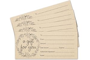LETUROIA Blank Gift Certificate for Business 25 Gift Certificate for Beauty Salon Spa Restaurants Birthday Client, 3.5x8” Work Gift Certificate Card (a Gift for You)