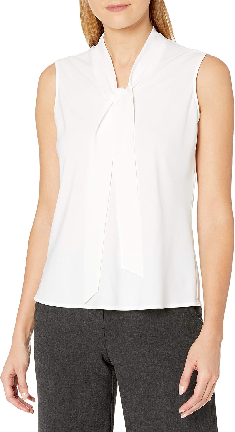 Kasper Women's Tie Neck Blouse at  Women’s Clothing store