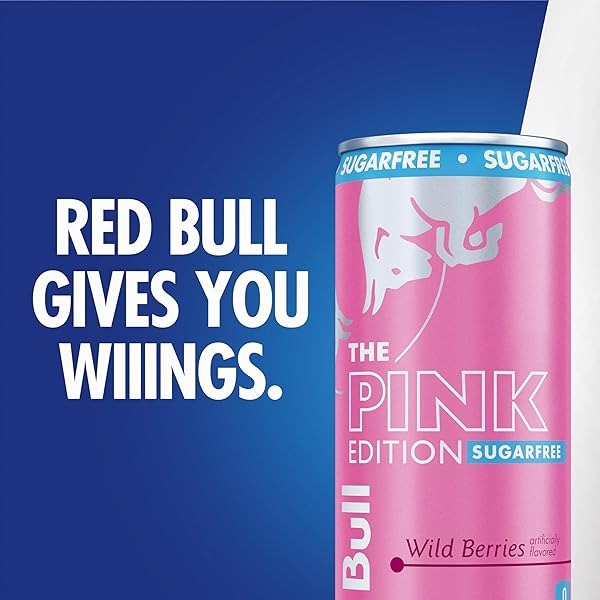 RED BULL PINK EDITION SUGAR-FREE ENERGY DRINK, WILD BERRIES, WITH 80MG CAFFEINE PLUS TAURINE & B VITAMINS, 8.4 FL OZ, PACK OF 4 CANS
