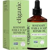 Cliganic Rosemary Oil for Hair &amp; Scalp - Biotin &amp; Jojoba Infused Repair Serum to Smooth &amp; Soften Frizzy, Dry, Damaged Hair, Split Ends. Promote Fuller-Looking Hair, 2 Fl Oz