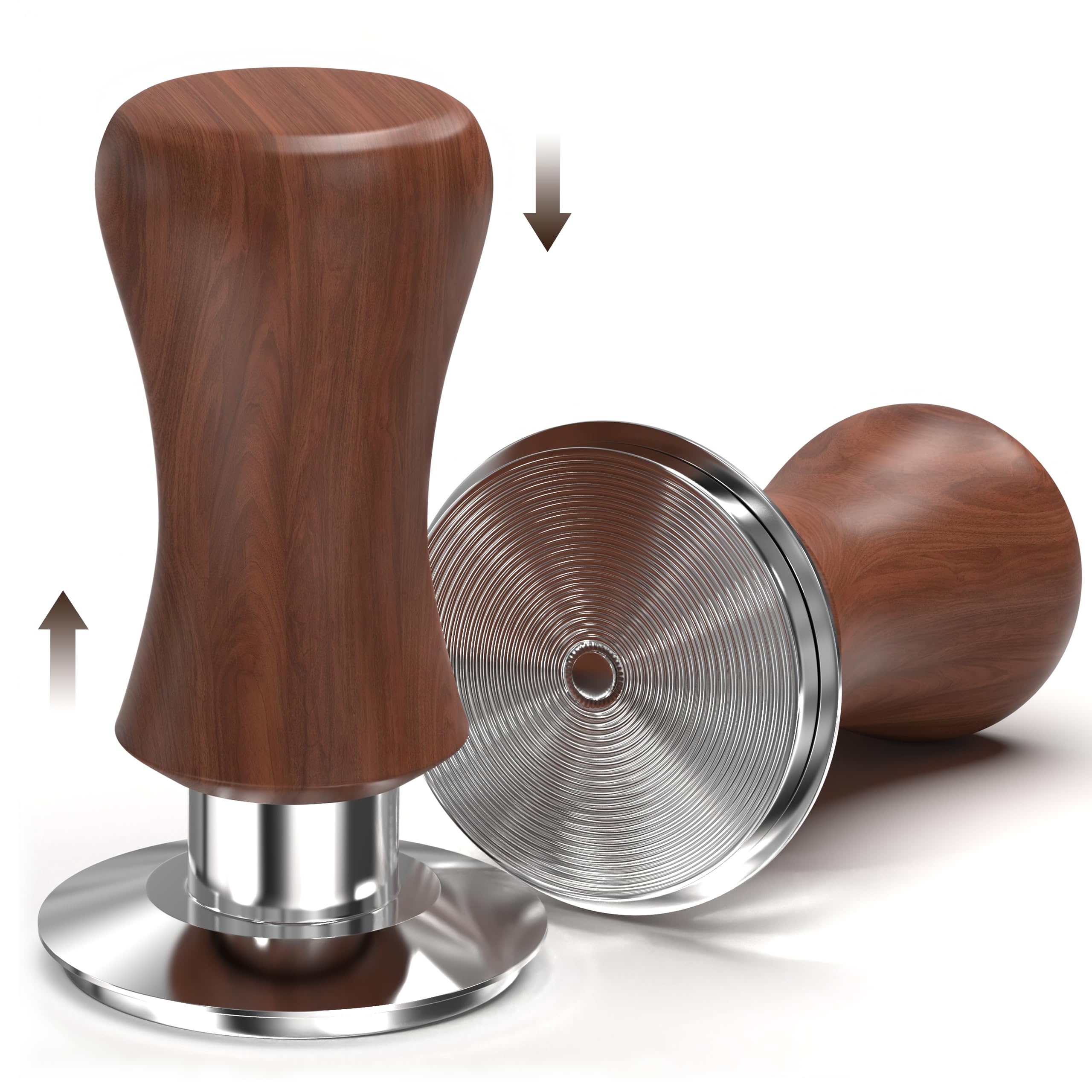 KYONANO 53.3mm Espresso Coffee Tamper, 30lb Spring-Loaded Calibrated Tamper with 304 Stainless Steel, Cuibourtia Wooden-Handle, Barista Tamper Compatiable with Over 53MM Breville Espresso Portafilter