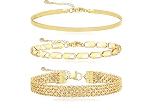 Relveo Gold/Silver Bracelets for Women,14K Real Gold Plated Bracelets Stack Trendy Jewelry Sets Stackable Snake Chain Figaro 