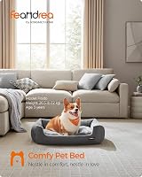 Feandrea Dog Bed Sofa with Removable Reversible Cushion 85x65x21 cm Slate Grey view 2