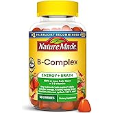 Nature Made Vitamin B Complex Gummies, 60 Pectin Based Gummies | With 5 B Vitamins for Energy and Brain Support, Gluten Free, Peach Flavor, 60 Day Supply