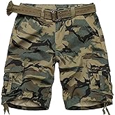 GSGGIG Mens Cargo Shorts Relaxed Fit Camo Casual Shorts Multi-Pocket Work Shorts with Pockets 11" Inseam