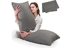 ELNIDO QUEEN Body Pillow for Adults-with Dark Gray Stripe Cover, Full Body Pillow Insert for Side Sleeper, Long Bed Pillow for Sleeping(20 x 54 Inch)