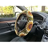 OnEternal Handmade Crochet Steering Wheel Cover & Seat Belt Covers Set - Puff Flower, Light Pink - View #4