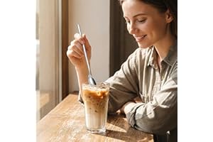 2-Pack 9 Inch Long Handle Spoons, Premium 304 Stainless Steel Iced Tea Spoons for Coffee, Cocktail & Beverage, Mirror Polishe