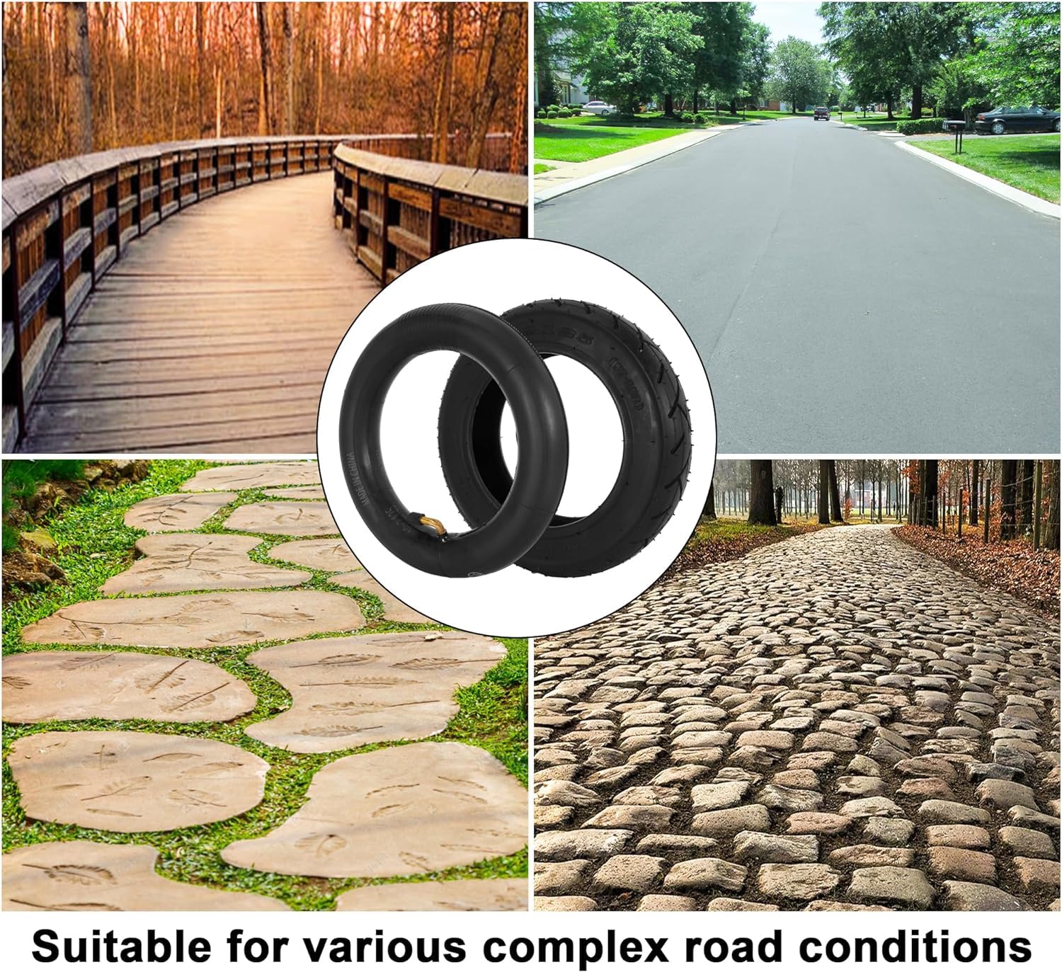 10x2.125 Tire and Inner Tube with 0° Valve Stem Compatible with Self Balancing Scooter, Smart Electric Bike, Bicycle, Tricycle, Stroller Replacement Wheels for 10-inch Tires with 6-inch Rims