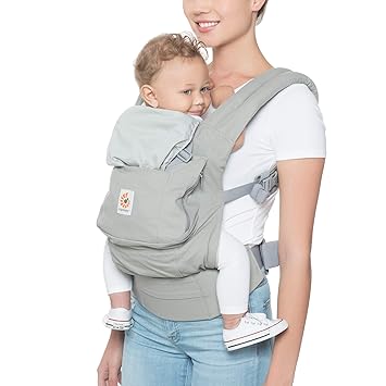 Ergobaby Babytrage Original Pearl Grey, Babytragetasche Ergonomisch und Atmungsaktiv, Baby Tragesystem von 5.5 bis 20kg, Kind