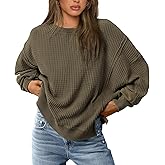 PRETTYGARDEN Oversized Sweatshirt for Women 2025 Fashion Crewneck Long Sleeve Pullover Waffle Knit Tops Fall Trendy Clothes